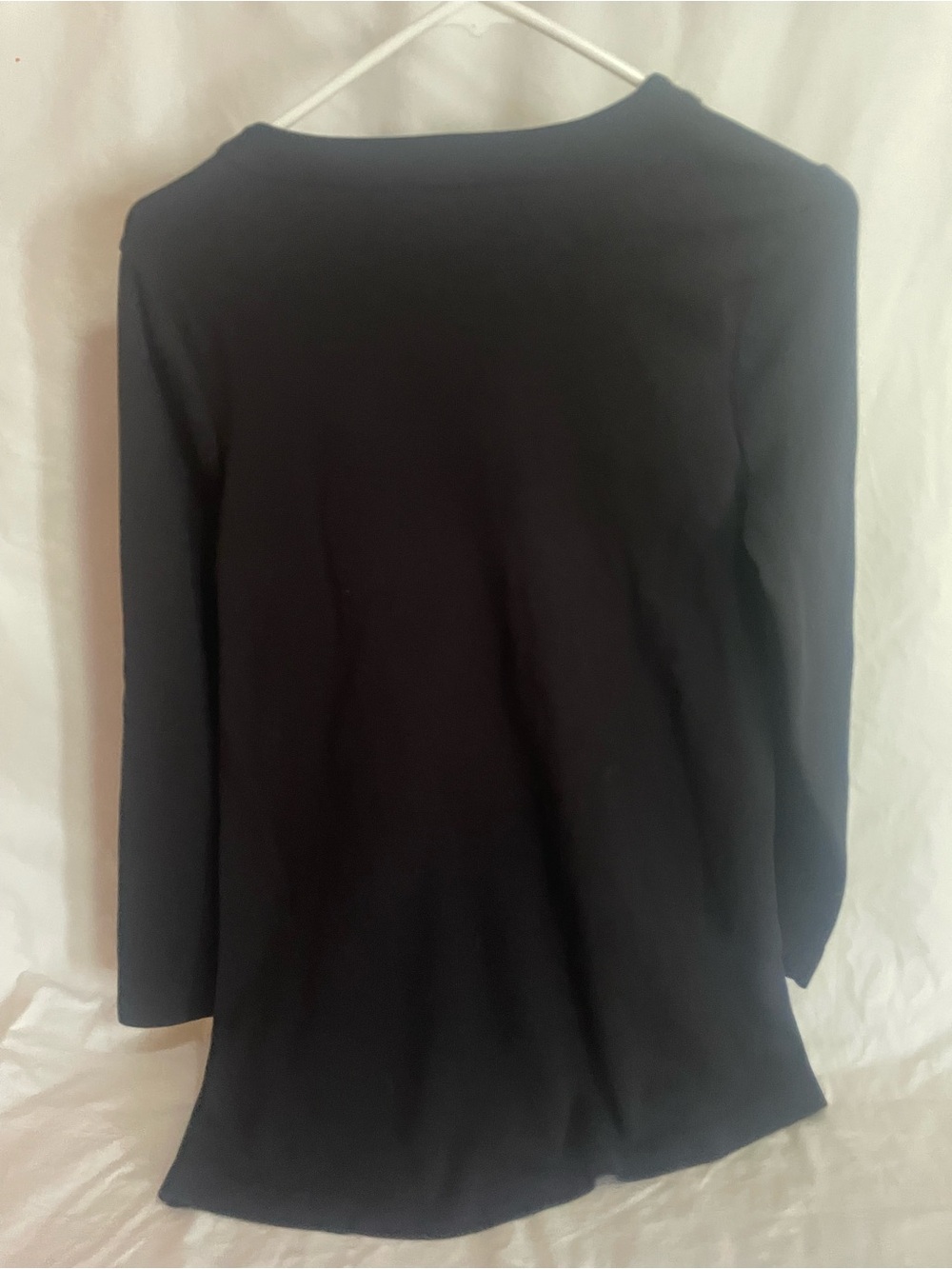 Chico's Black Long Sleeve V-Neck Top with Rhinestone Trim - Picture 4 of 4